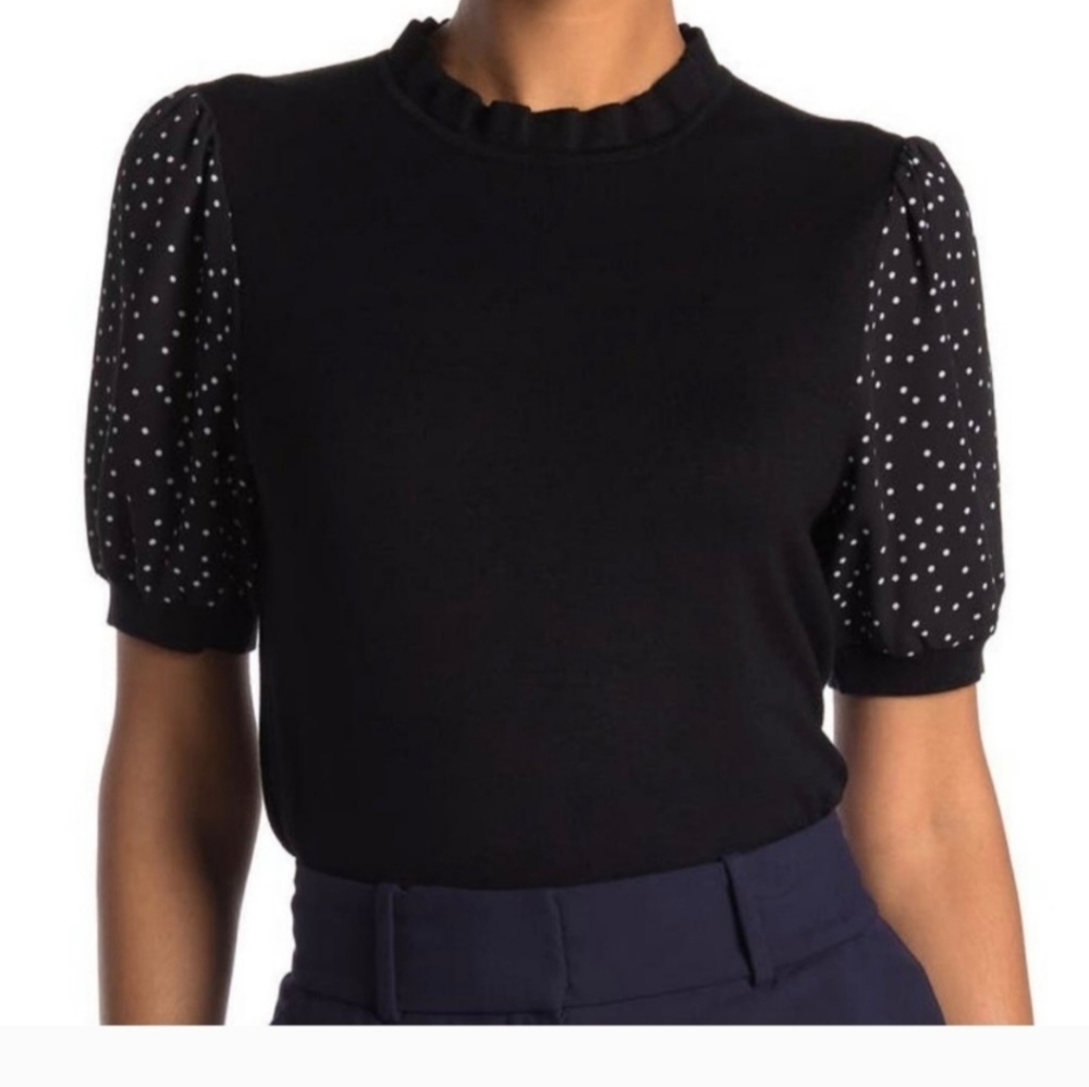 Adrianna papell short sleeve black shirt